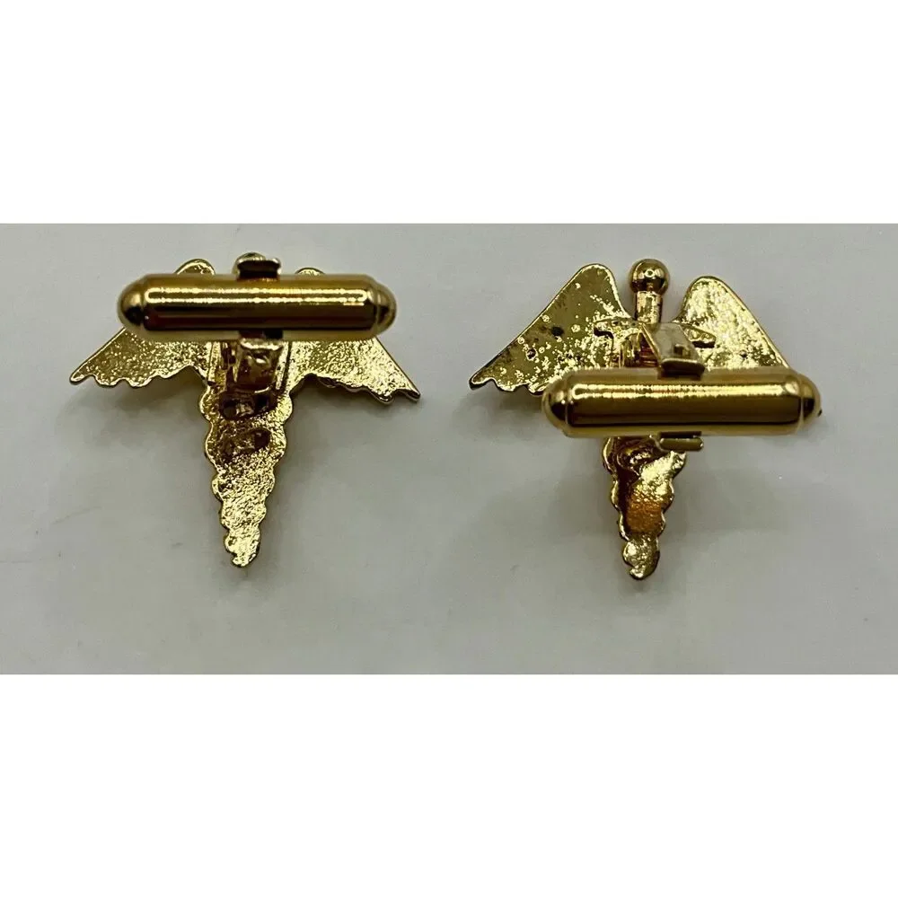 Vintage Sterling Silver Gold Tone Medical Caduceus Cufflinks 9gr